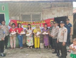 Giat pemberian bantuan sosial dalam rangka membantu warga masyarakat yg kurang mampu Dsn.II Desa Liberia Kec.Teluk Mengkudu Di wilkum Polres Serdang Bedagai