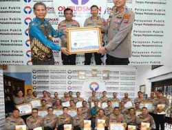 OMBUDSMAN:Polres Madina Raih Penghargaan Kepatuhan Standar Pelayanan Publik Tahun 2022