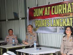 Kapolres Langkat Melaksanakan Jumat curhat Kepada Seluruh Komponen Masyarakat Abang Becak dan  menyampaikan pesan – pesan Kamtibmas, Untuk menciptakan Situasi aman kondusif