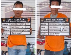 Kapolsek Pancur Batu Kompol Djanuarsa didampingi Kanit Reskrim Iptu Elia Karo Karo Menjelaskan 2 Pria Melakukan Pencurian