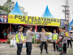 Kapolda Sumatera Utara, Irjen. Pol. Whisnu Hermawan meninjau sejumlah pos pelayanan dan pengamanan Idulfitri di wilayah hukum Polres Tanah Karo