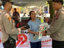 Wakapolsek Kutalimbaru Iptu Syafrizal Melaksanakan Penyaluran Bansos 13 Pedagang Kaki Lima