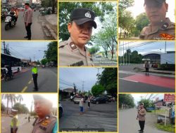 Polsek Medan Tuntungan Gelar Strong Point di Simpang Simalingkar, Wujudkan Lalu Lintas Aman dan Lancar