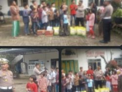 Kapolsek Kutalimbaru, AKP Idem Sitepu S, H Bersama Personil Polsek Kutalimbaru, Berikan Tali Asih Kepada Pelajar Penderita Tumor Ganas