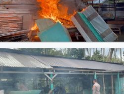 Gelar Operasi GSN, Polsek Kutalimbaru Bakar Gubuk Diduga Sarang Narkoba di Sei Mencirim
